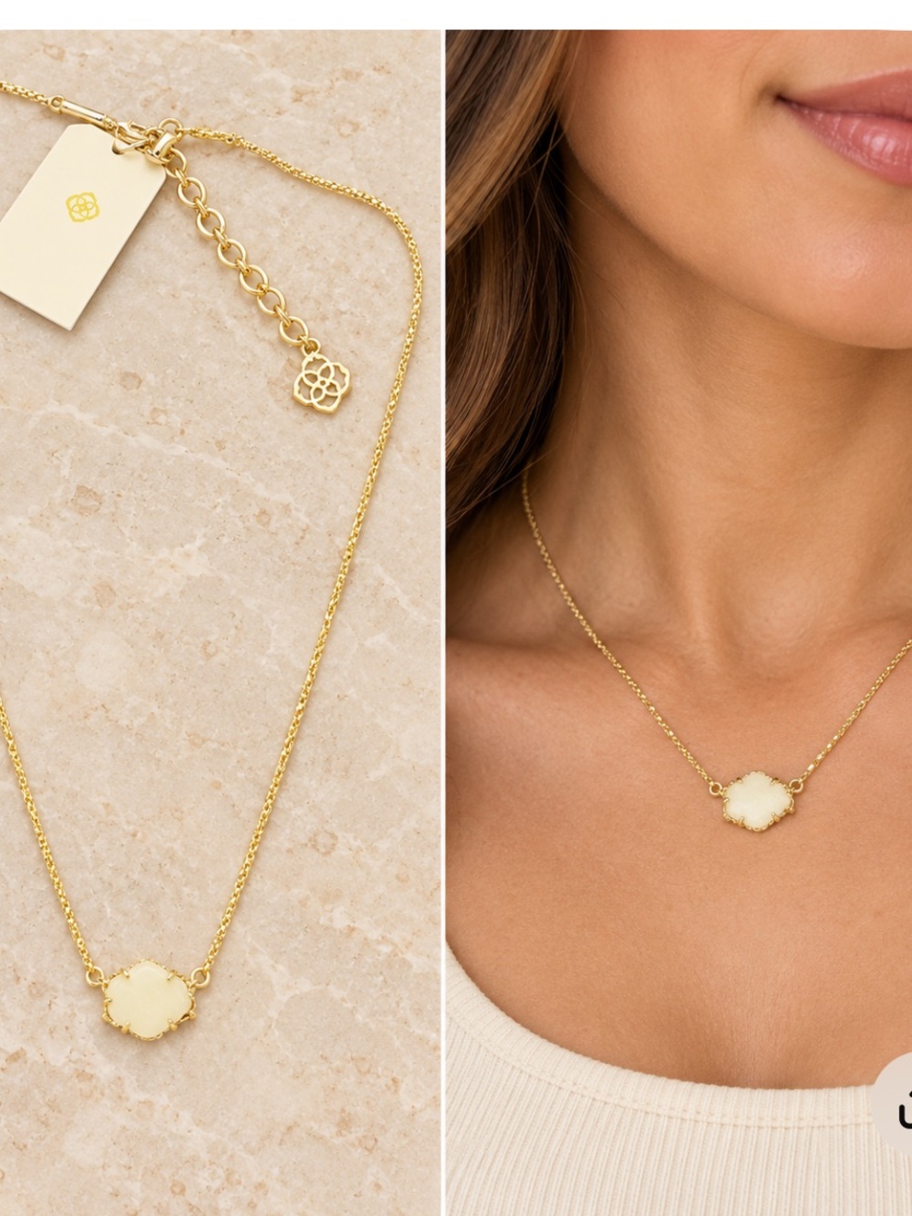 Kendra Scott Gold Plated White Stone Clover Pendant Necklace